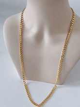 6mm Men Women Hiphop 18K Gold Plated Classic Flat Link Curb Chain Necklace