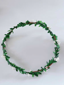 Women Girl Flower Fairy Boho Bridal Simple Beach Tiara Crown hair headband Garland White