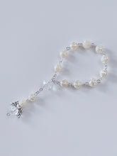 1x Christening Baptism Cross Angel Rose Rosary Bracelet Beads Wrist band Favors Silver Color