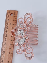 Women French Styling Evening Party Bride Rose Gold Crystal Hair comb Clip Pin