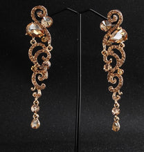 Women Rose gold silver Crystal chandelier Long Bohemian Party Earrings Ear Drops