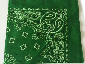 Women Men Retro Hip hop Cotton biker dance Paisley Bandana Hair Headband Wrap DARK GREEN