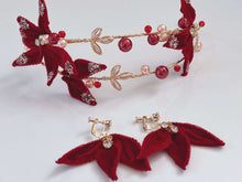 Women Dark Red Velvet Flower Party Hair Band Headband Garland Tiara Fascinator - Elegant Tiara for Weddings & Events