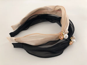 Women Lady Girls Lace Elegant Retro Pearl Hair Wrap  Head Band Headband Hoop