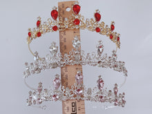 Women Wedding Prom Girls Red Pink Sliver Crystal Party Hair Headband Crown Tiara