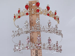 Women Wedding Prom Girls Red Pink Sliver Crystal Party Hair Headband Crown Tiara