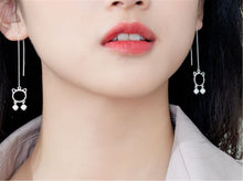 Women Cat Kitty Or Dream Catcher Dangle Small Long Earring Slim Bar Piercing