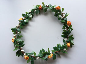 Women Girl Flower Fairy Boho Bridal Simple Beach Tiara Crown hair headband Garland Orange