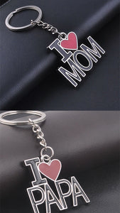 1x I LOVE PAPA or MOM Metal Key Ring Key chain Holder Novelty Mother's day Gift