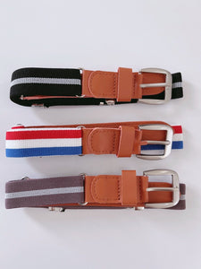 NEW Boys Kids Children Handsome Casual Formal Stripe Elastic Pants Buckle Belt