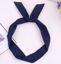 Women Lady Girl solid color Wire Bunny Ear adjustable bow scarf Hair head band