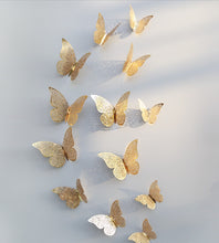 12PC Christmas Wedding Gold Silver Butterfly Party Wall Sticker Home Decorations