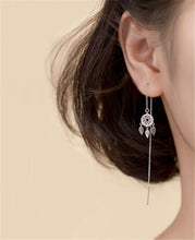 Women Cat Kitty Or Dream Catcher Dangle Small Long Earring Slim Bar Piercing Dream Catcher Design