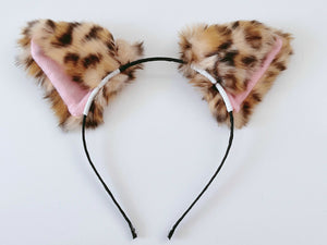 Women Children Fluffy Fur Cat Kitty fox animal Costume Ear Party Hair head band Leopard Fur Fluffy Ear Headband