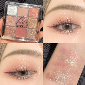 Eye Shadow Makeup Shine Shimmer Power Diamond Beige Glitter Eyeshadow Palette