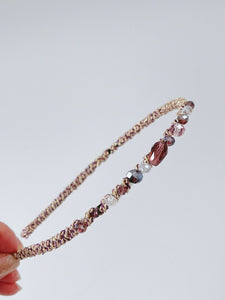 1x Women Girl Lady Colorful Crystal Beads Rhinestone Look Headband Hair Band Purple