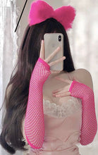 Women Girl Long Fingerless Net Fishnet Mesh Wrist Arm Dance disco Party Gloves