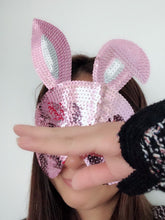 Women Girl Sequins Shine Bling bunny Rabbit Easter Party Fancy Eye Face Mask