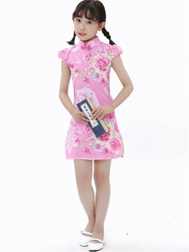 Teen Girl Chinese New Year Asian Traditional QIPAO Costume Tunic Summer Dress