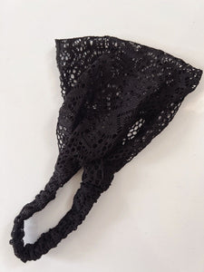 Women Bohemian BOHO Net Lace Wide Hair Bandana Wrap Head band headband Scarf Narrower in Black