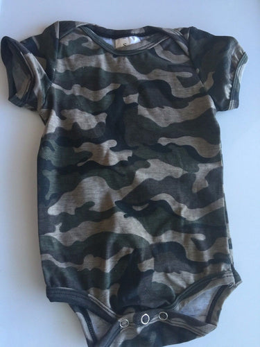 Boy Kid Baby Army Military Party Cotton Camouflage Green Camo Romper Bodysuit Dark Green Camo Romper