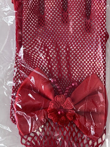 Flower Girls Ball Dance Party Fancy Wedding Net Bow Short Black Red White Gloves