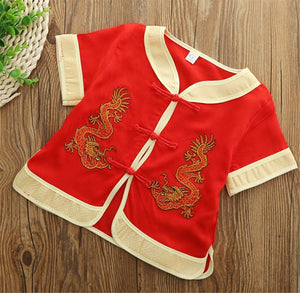 Kids Boy Chinese New Year Red Asian Traditional TANG Costume Tops outfit Set