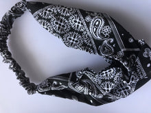Women Girl Retro Twist cross Hip hop dance Paisley Bandana Hair Headband Scarf Black