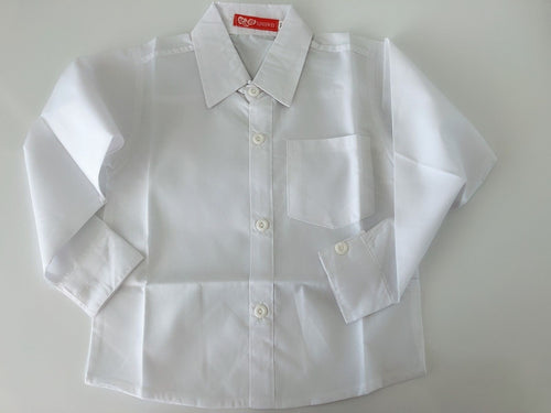 Page Boy Girl Kid Party Wedding Long sleeves Plain White Formal Shirt 1-6Years