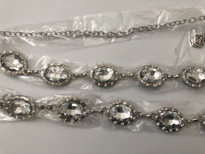 Women Shine Crystal Rhinestone Metallic Waist Dress Belt Waistband Chain Tassel