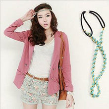 Women Braid BOHO Retro 70' 80' Suede Metallic Chain Headband Hair Cuff Head Band