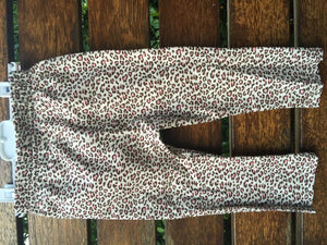 Baby Kids Girls children Funky Leopard animal Print Cotton pants Legging 0-2year WHITE WITH PINK LEOPARD PRINT