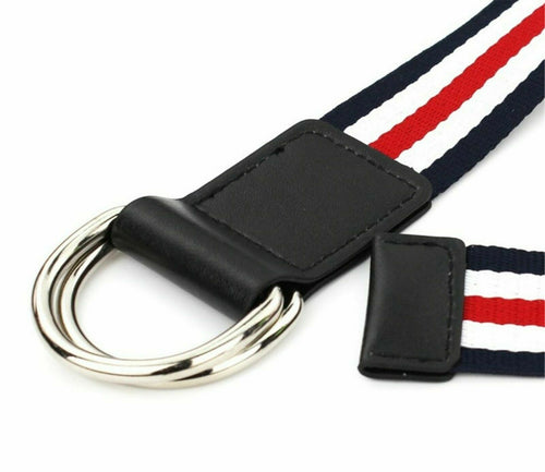 Adult Unisex Women Man Junior Canvas Stripe Ring buckle Casual sports Long belt