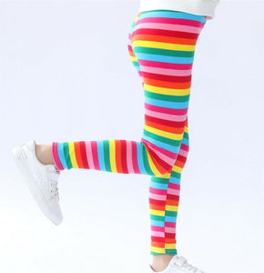 Girls Children Rainbow Colorful Striped Multi-color Cotton Party Pants leggings