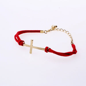 1 Women Girls Cross suede leather Bohemian Chic Braid Beach Bracelet Wrist band