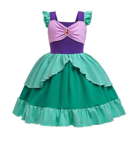 Kids Girls Children Green Purple Mermaid Princess Costume Party Dress 2-5 Years 110cm:Suggest for 4-5 Years