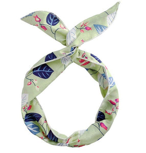 New Women Girl Retro Boho Tropical Leaf Wire bow Scarf Hair head band headband