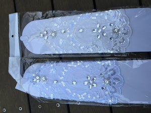 Women Wedding Bride Bridal Party Fingerless Lace embroidery Arm Wrist gloves