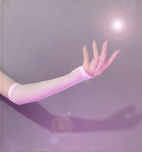 Women Girl Long Fingerless Net Fishnet Mesh Wrist Arm Dance disco Party Gloves