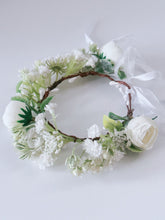 Newborn Baby Girl kid Party White Flower Rose Halo Hair Tiara headband Garland