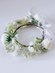 Newborn Baby Girl kid Party White Flower Rose Halo Hair Tiara headband Garland