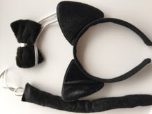 Lady Girl Boy Kids Cat Kitty Costume Ear Tail bowtie Party Hair head band 3 set