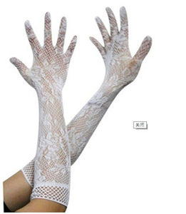 Women Girl 70' 80' Long Net Fishnet Mesh Wrist Arm Dance disco Party Gloves