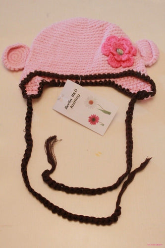 Baby Infant knitted beanie crochet New Born Beanie headband Hat newborn crochet Pink flower