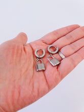 1 Pair Surgical Stainless Steel Titanium plated Love Lock Padlock Earrings Hoop