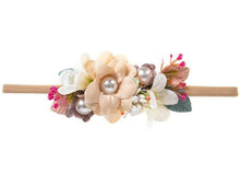 Kid Girl Children Lace Pearl Flowers Elastic Birthday Hair Head band Photo Prop Cream White