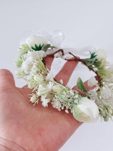 Newborn Baby Girl kid Party White Flower Rose Halo Hair Tiara headband Garland