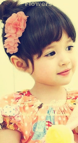 Girls Kids Sweet Dance school Wedding Pink Chiffon Flower headband hair band Orange（same as main photo)