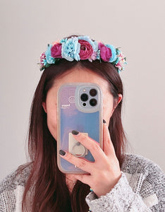 Girls Women Halo Blue Flower Crown hair headband Garland Wreath Tiara