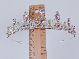 Women Wedding Prom Girls Red Pink Sliver Crystal Party Hair Headband Crown Tiara